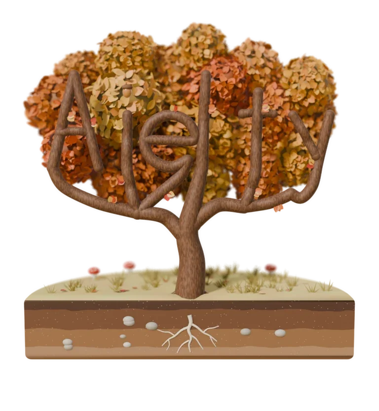 Aielty written in the branches of a seasonal tree